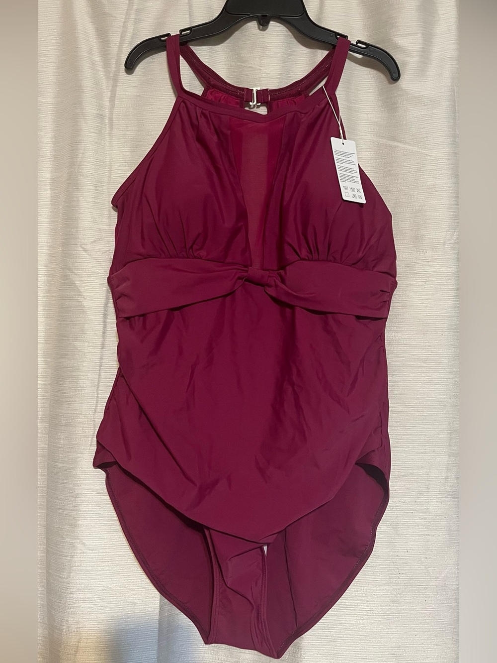 NWT XXXL Burgundy  Flattering One Piece Swim with Tummy Control